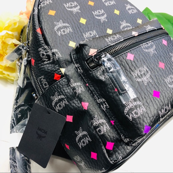 MCM Black rainbow diamond Backpack Small 32 - Picture 6 of 8